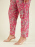 Janasya Women's Plus Size Pink Pure Cotton Floral Printed A-line Kurta Pant Set